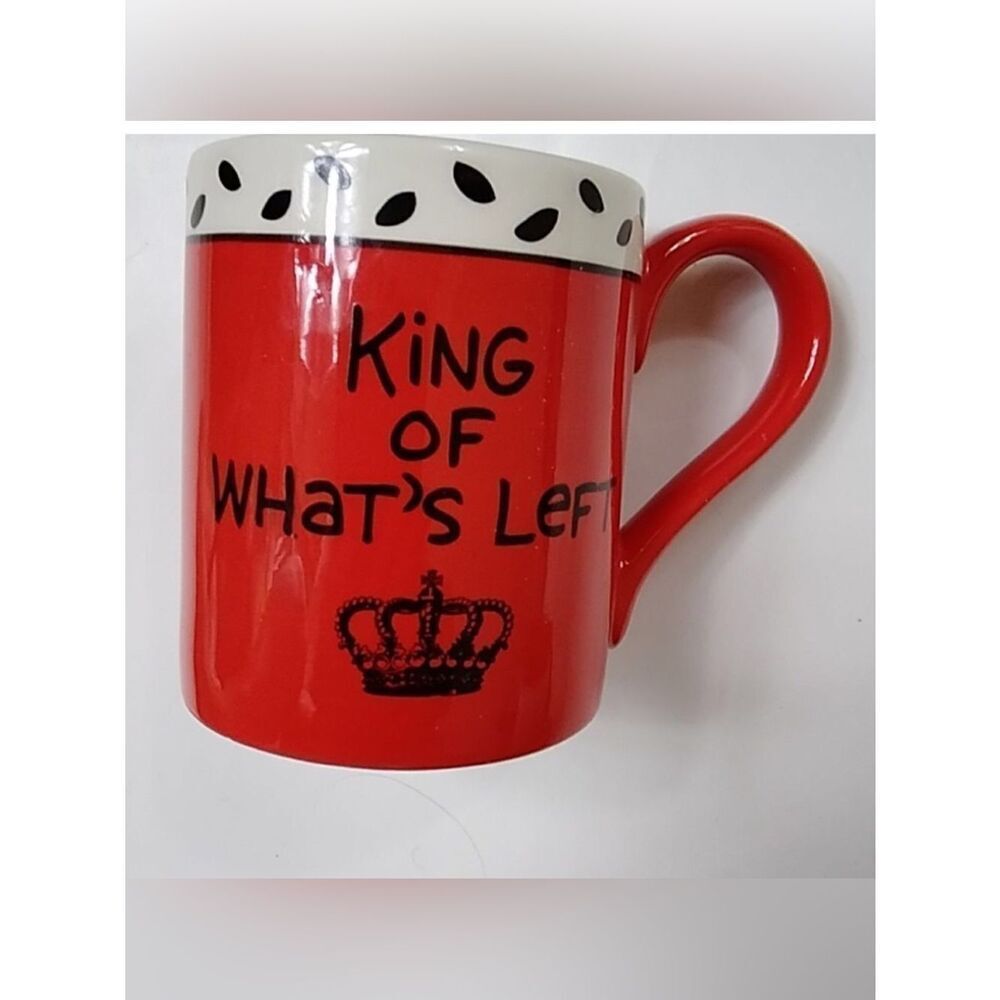 Red Ceramic 'King of What's Left' Mug with Crown Accent Coffee Mug